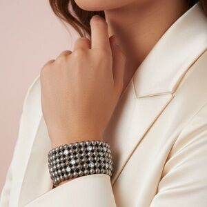 Vintage Elegant Silver Beaded Bracelet